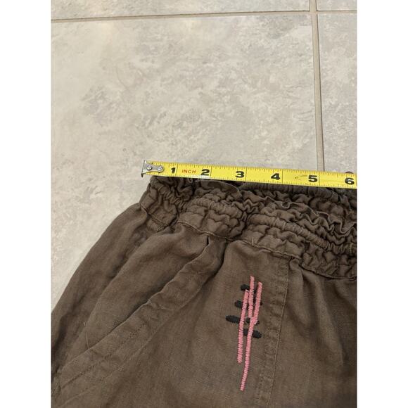 Johnny Was Biya Womens Linen Embroidered Drawstring Pants Size XS Green - Picture 7 of 12